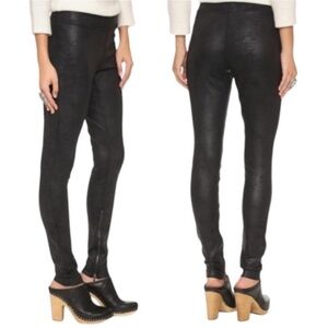 Free People Mosshart Skinny Pull On Faux Leather Leggings Ankle Zippers